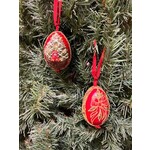 Peter Priess Hand Painted Red Goose Egg Christmas Ornament