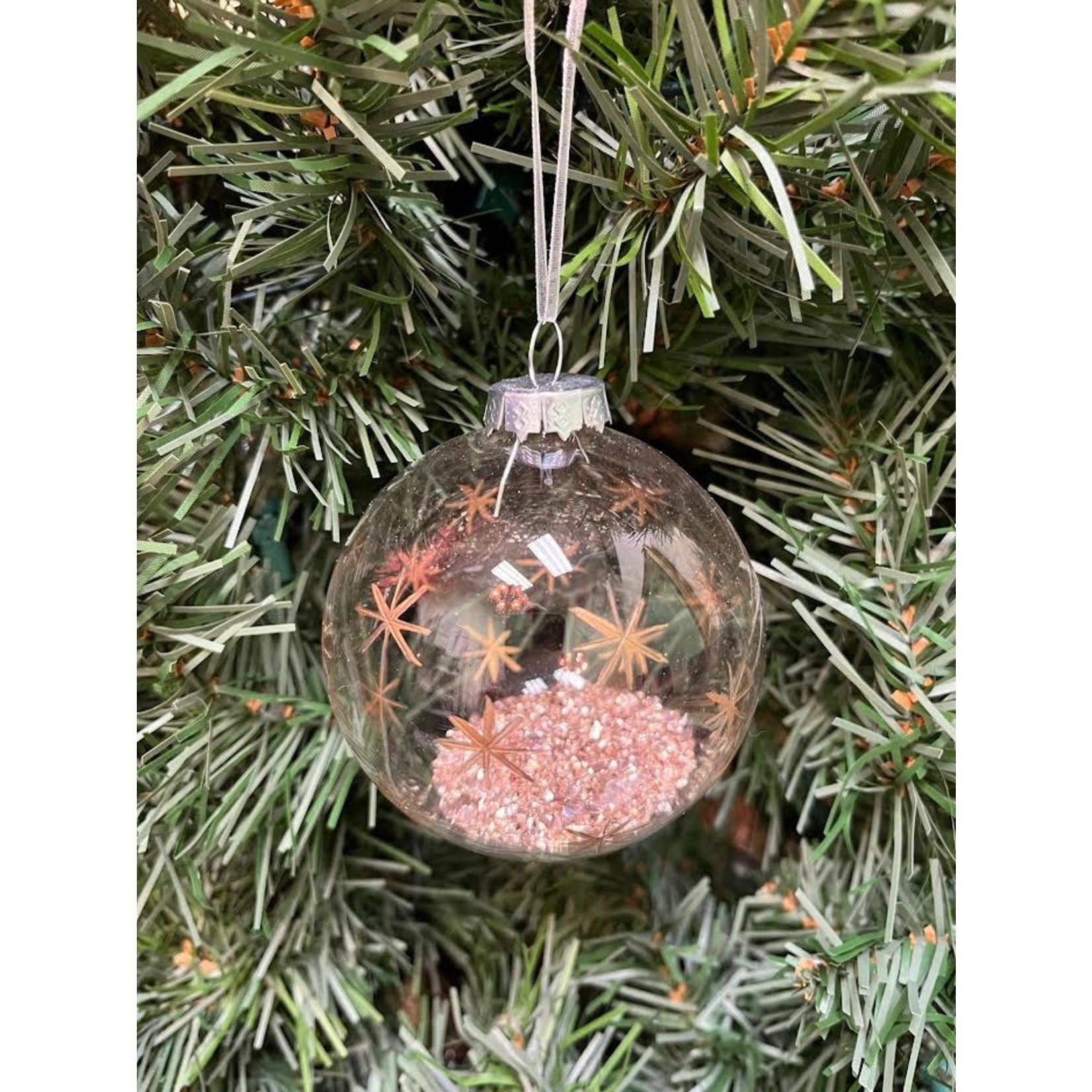 Zodax Clear Ball with Silver Confetti and Deco Ornament Small