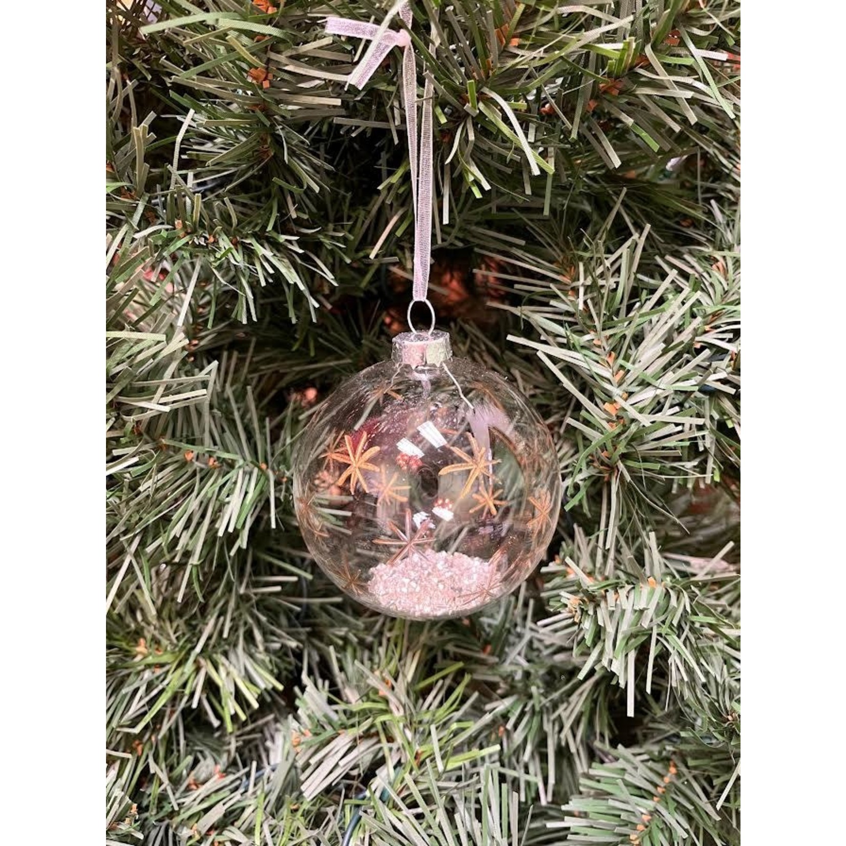 Zodax Clear Ball with Silver Star Confetti Ornament - Small