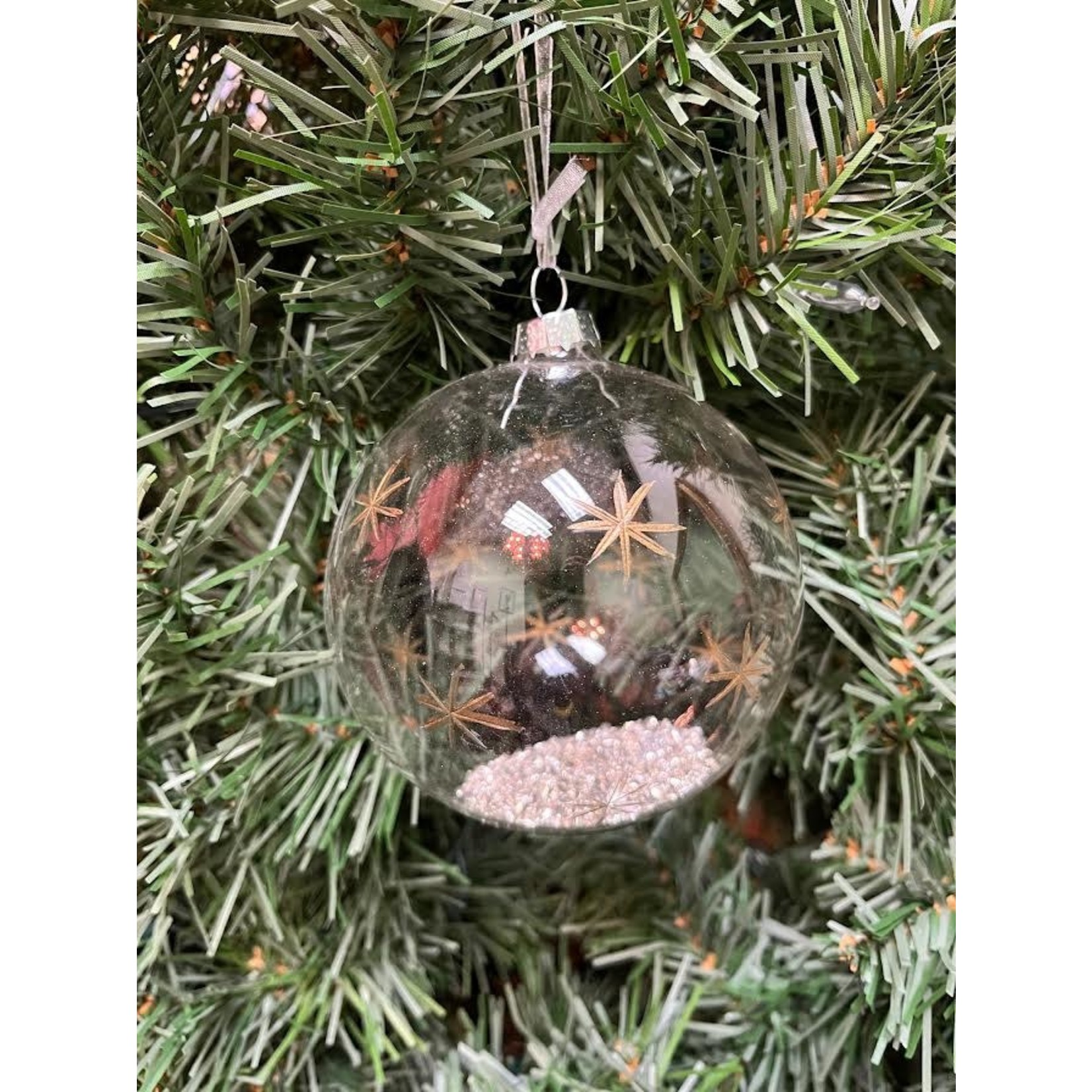 Zodax Clear Ball with Star Confetti Ornament Medium