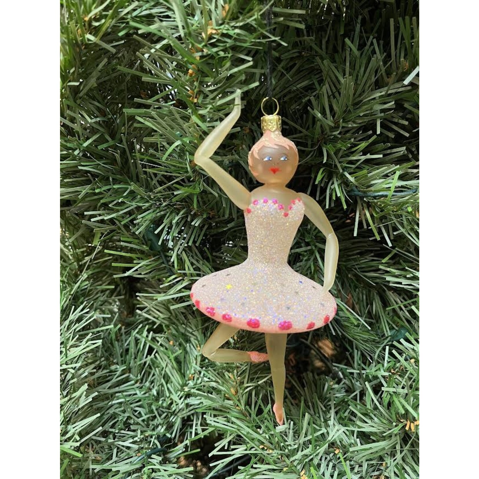 Mia Prima Ballerina Free Blown Glass Ornament