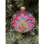 Tannenbaum Treasures Bohemian Flower Glitter Ball Ornament