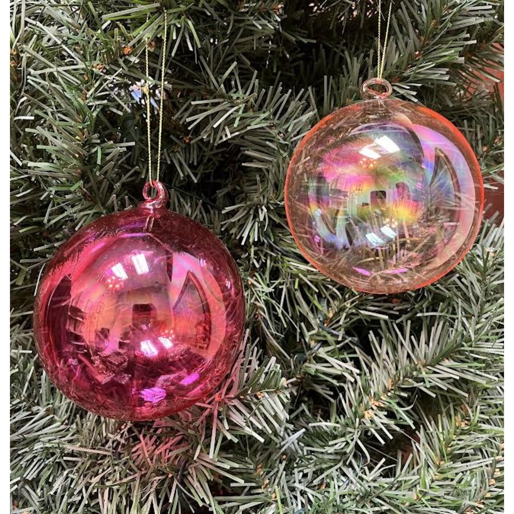 Katherine's Collection Glass Iridescent Pink Ball Ornament