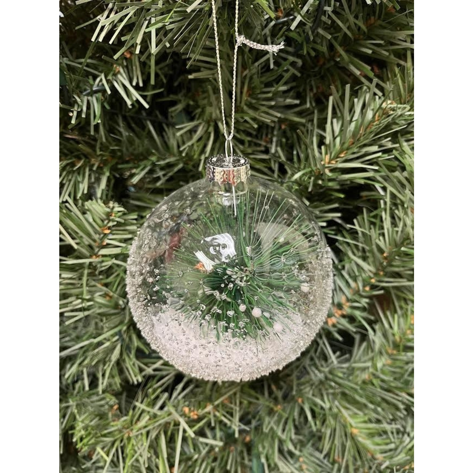 Zodax Round Ornament with Pine Needle 4"