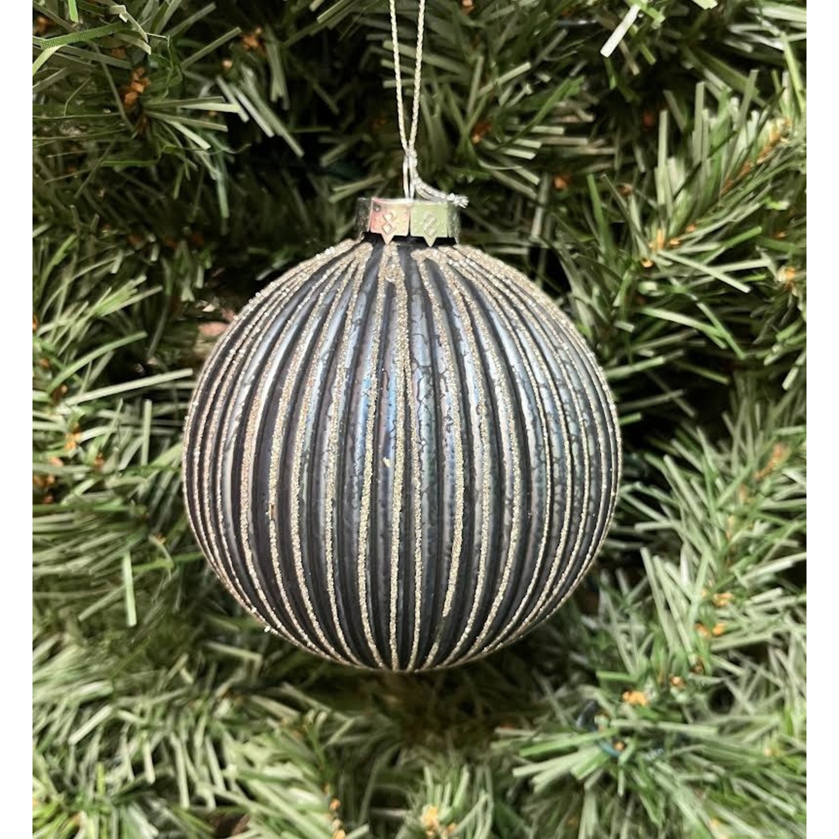Zodax Blue Glass Ball Ornament 4"