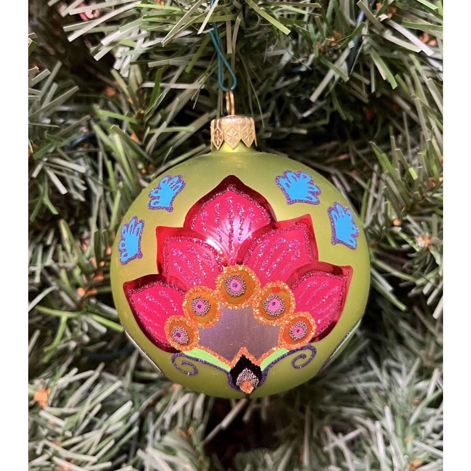 Tannenbaum Treasures Lotus Ball Ornament Green