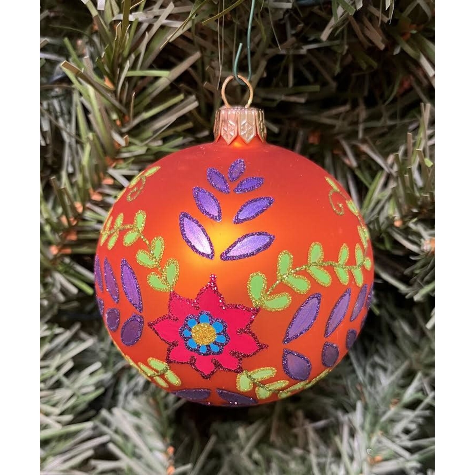 Tannenbaum Treasures Flower Vines Glass Ball Ornament