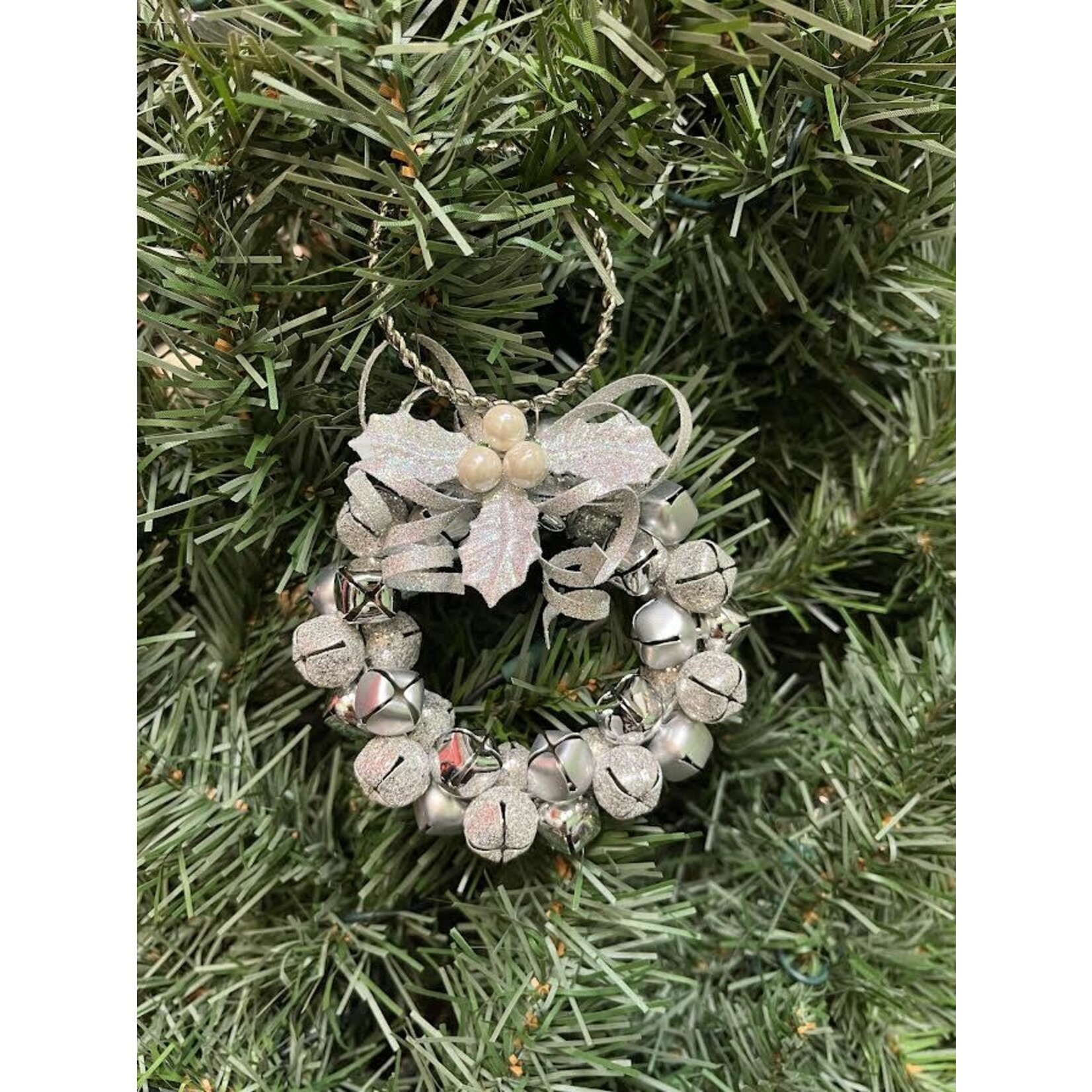 Katherine's Collection Silver Bell Wreath Ornament 4"