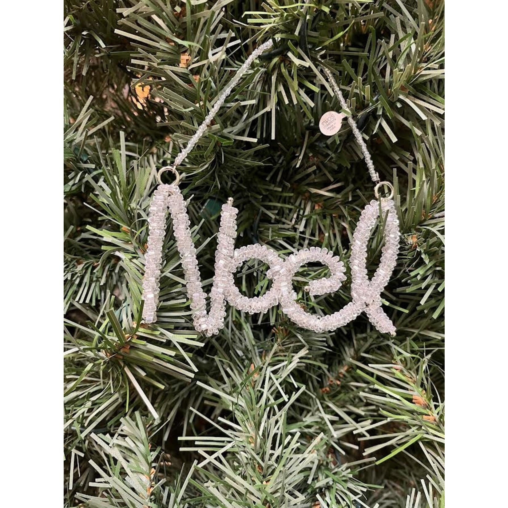 Two's Company Noel Silver Glass Beaded Ornament