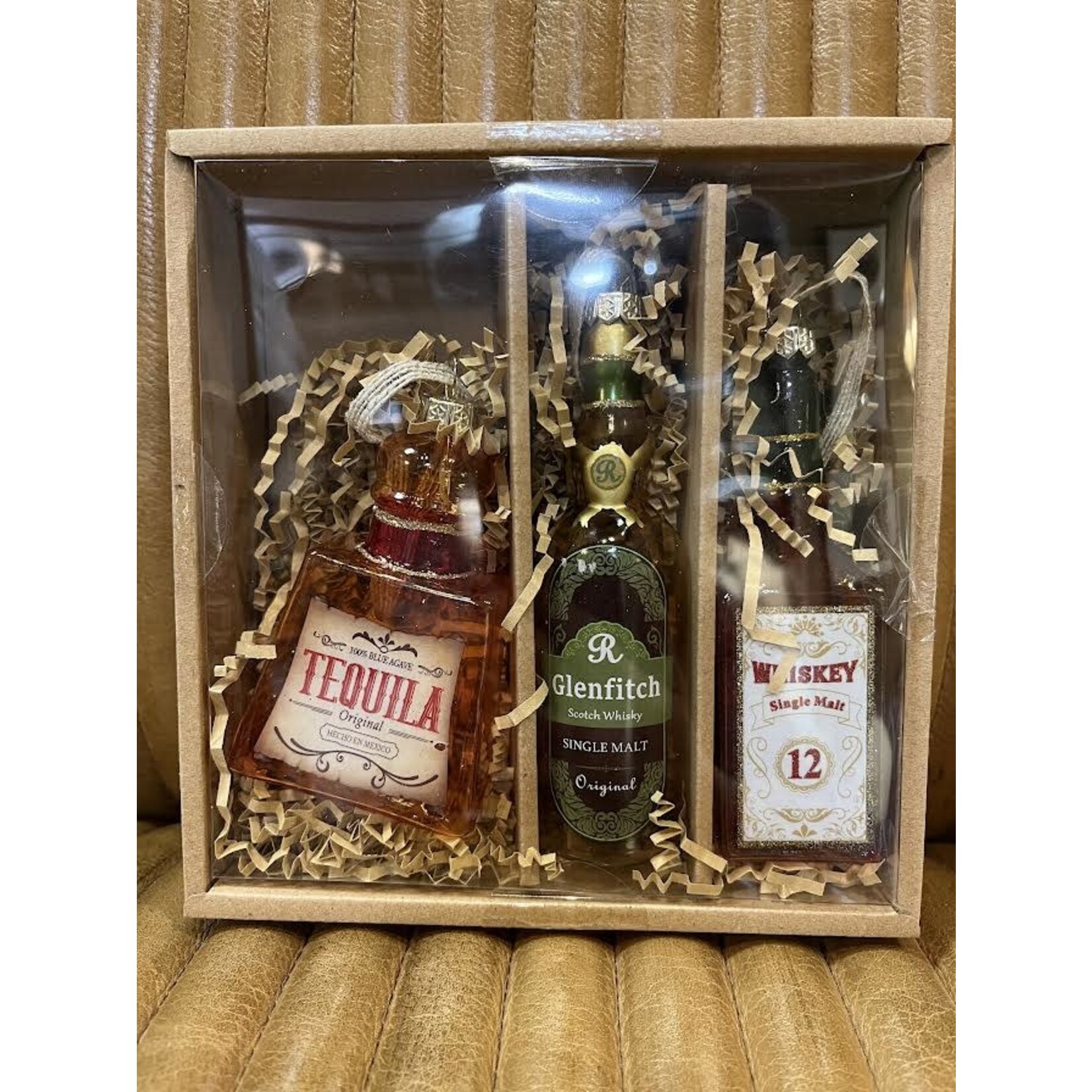 RAZ Imports Box of 3 Bottled Spirits Glass Ornaments