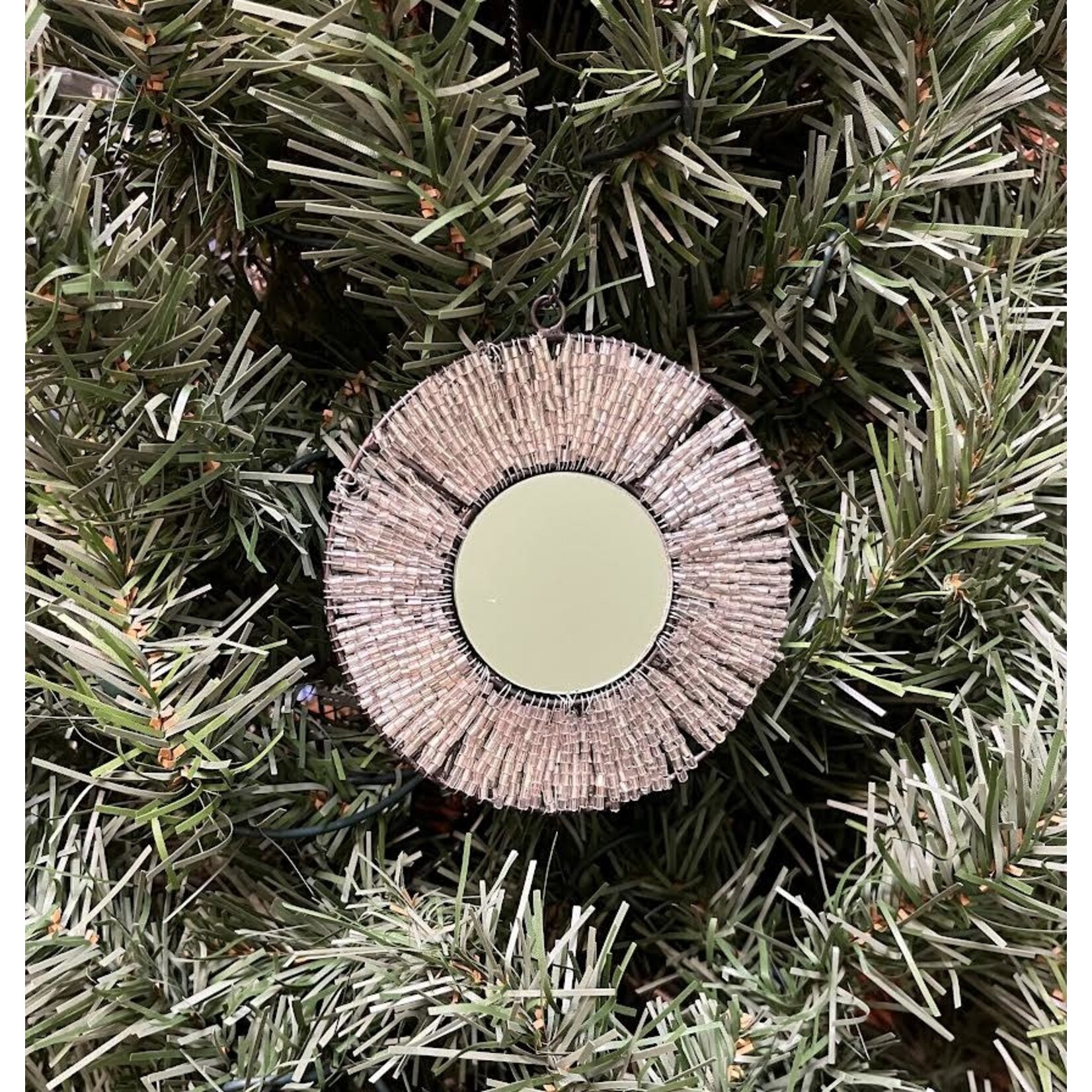 Chehoma Beaded Christmas Ornament with Mirror 4"