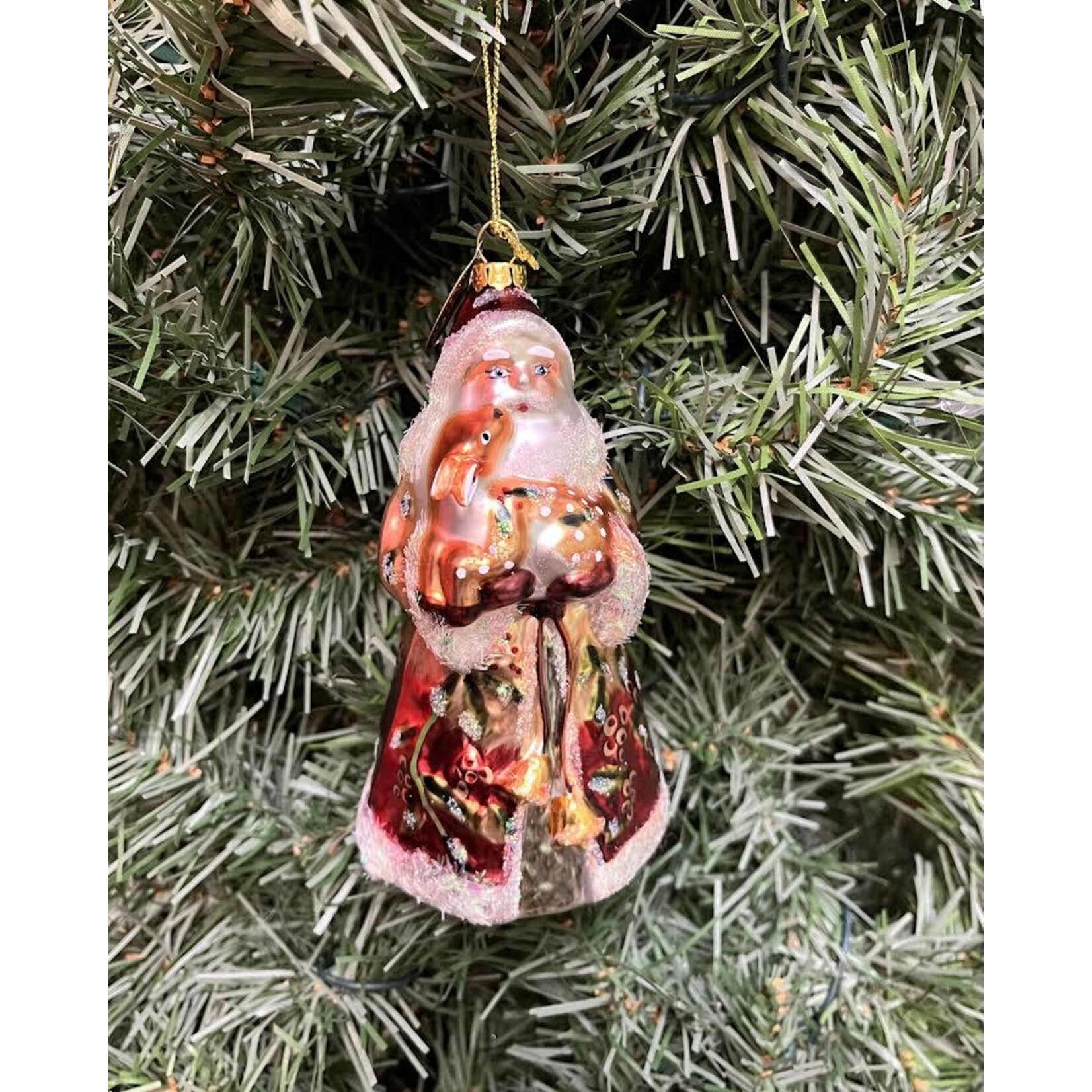 Katherine's Collection Woodland Santa with Deer Ornament