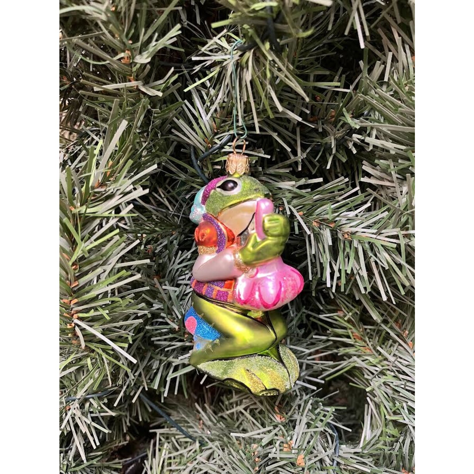 Tannenbaum Treasures Frog Minstrel Glass Ornament