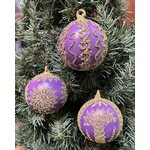 Peter Priess Purple Gold Beaded Lace Christmas Ornament  4 "