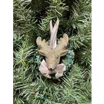 Sherri's Designs Rudy Deer Head Silver with Boxwood Wreath Ornament