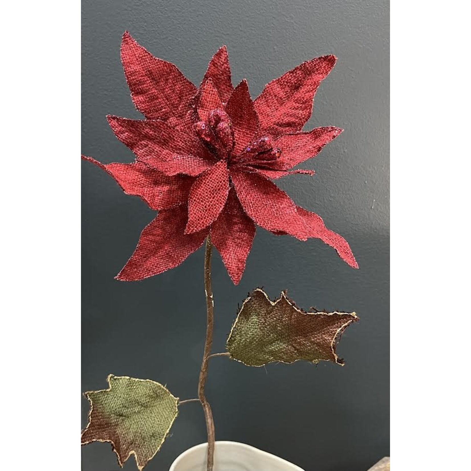 Katherine's Collection Red Burlap Poinsettia Spikes
