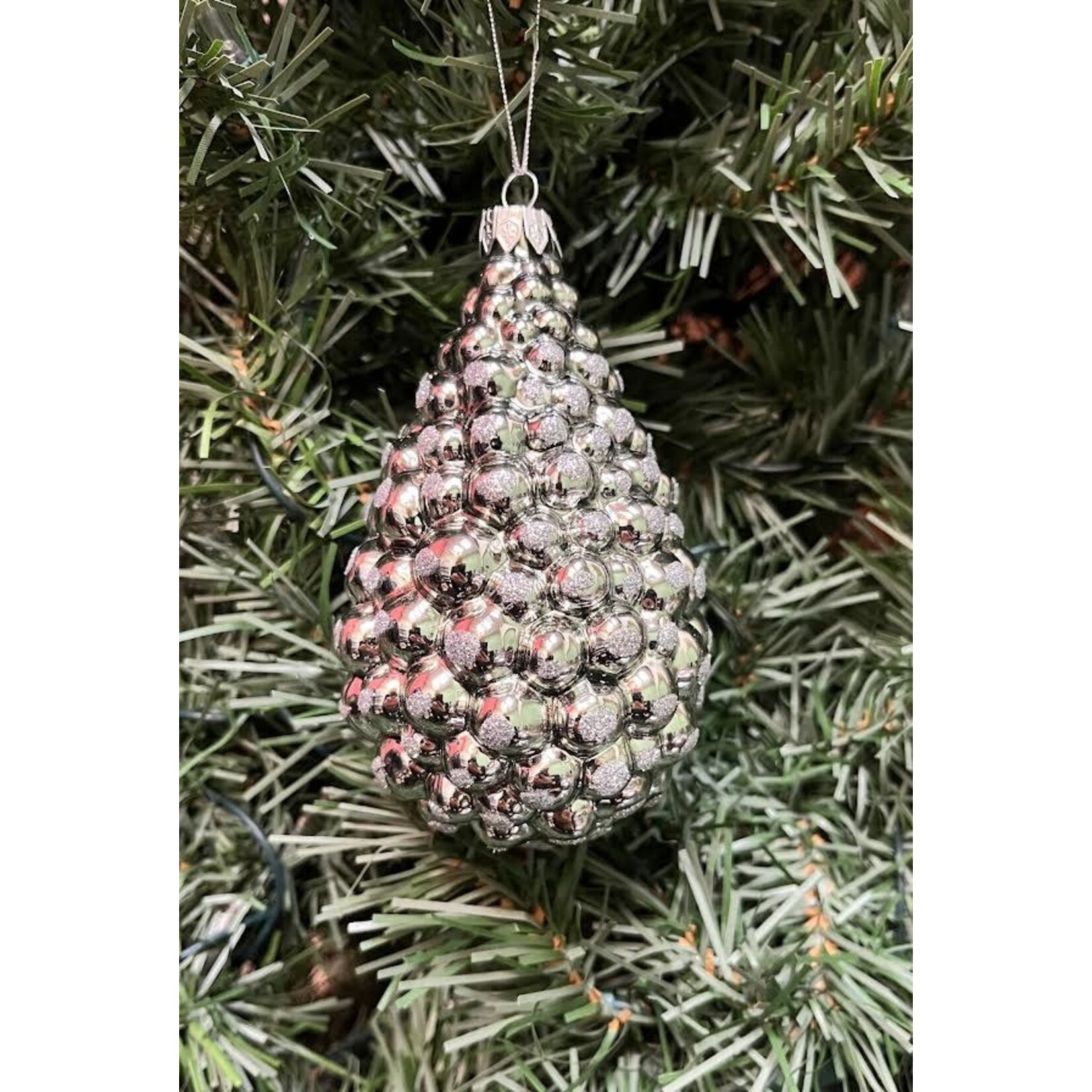 Two's Company Pine Cone Silver Ornament Medium