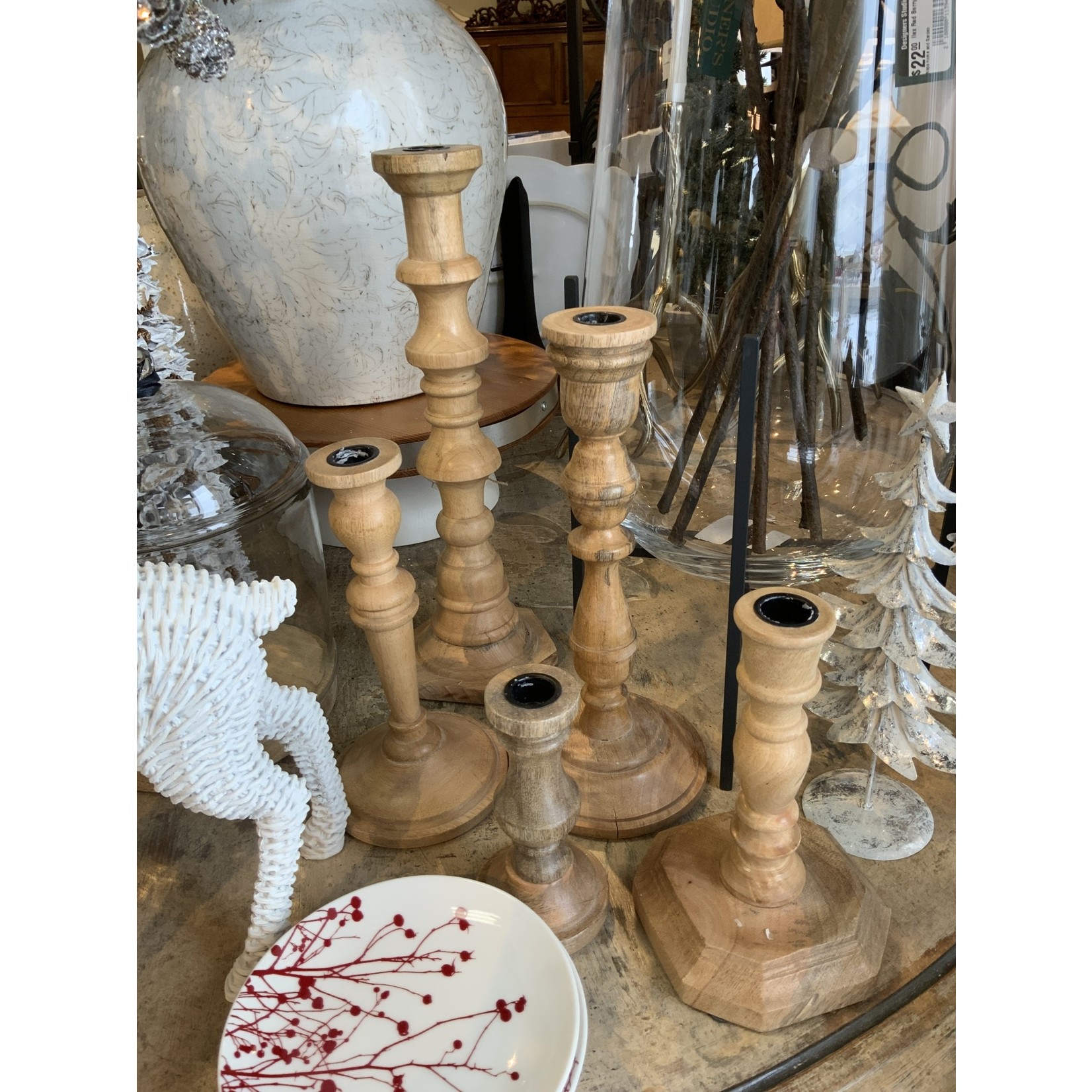 Two's Company Wooden Candlesticks Set of 5