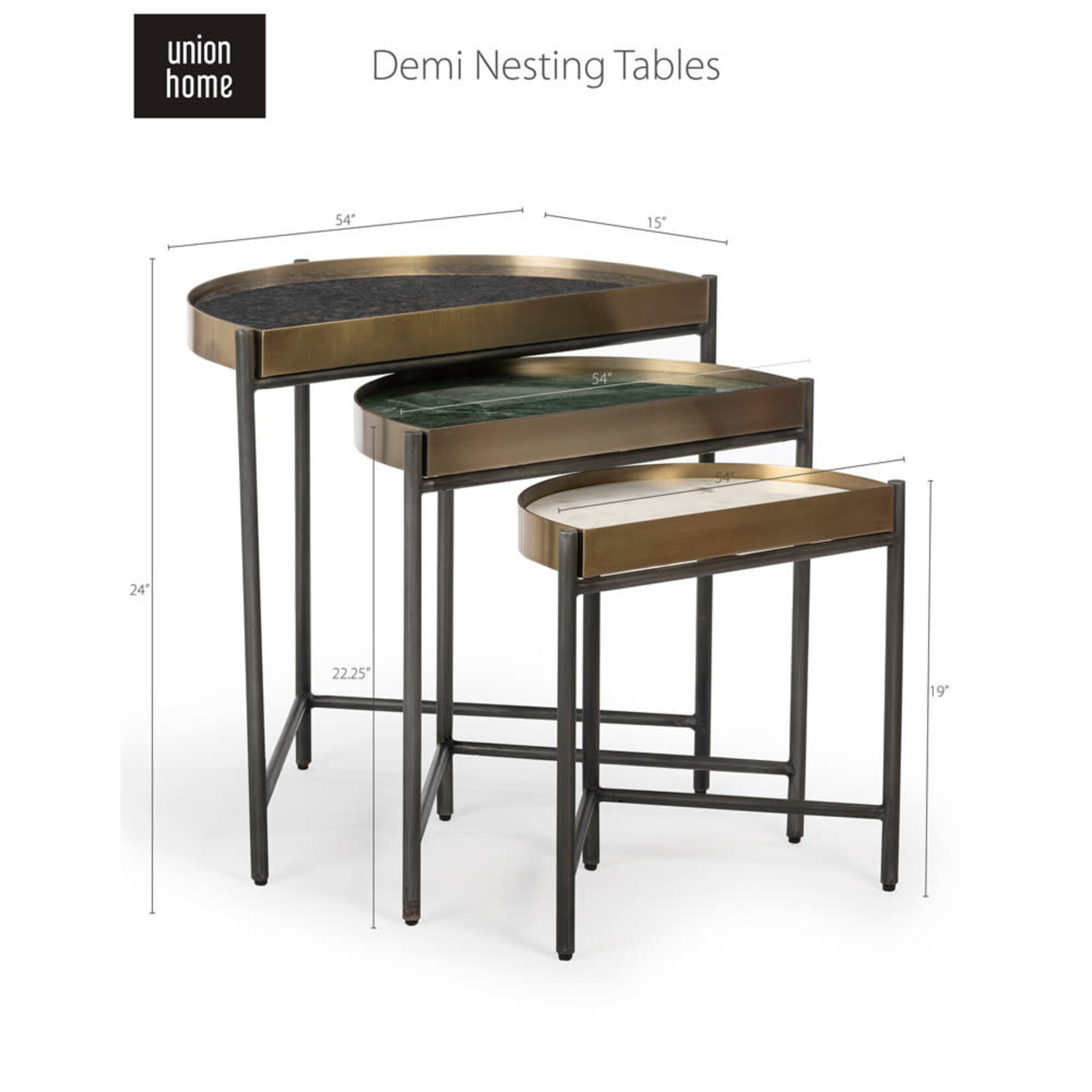 Union Home LLC Demi Nesting Marble Top Table Med - Sold Separately