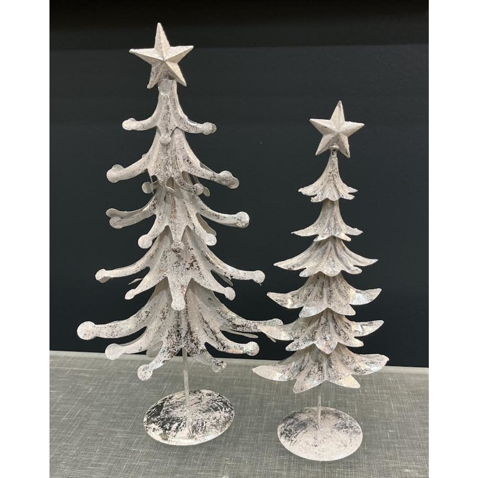 Two's Company Silver Metal Trees with Topper Set of 2