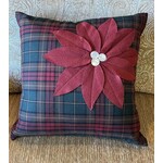 Eastern Accents Poinsettia Plaid 20x20 Holiday Pillow