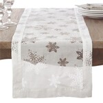 Saro Trading Company White Burnout Snowflake Design Table Runner