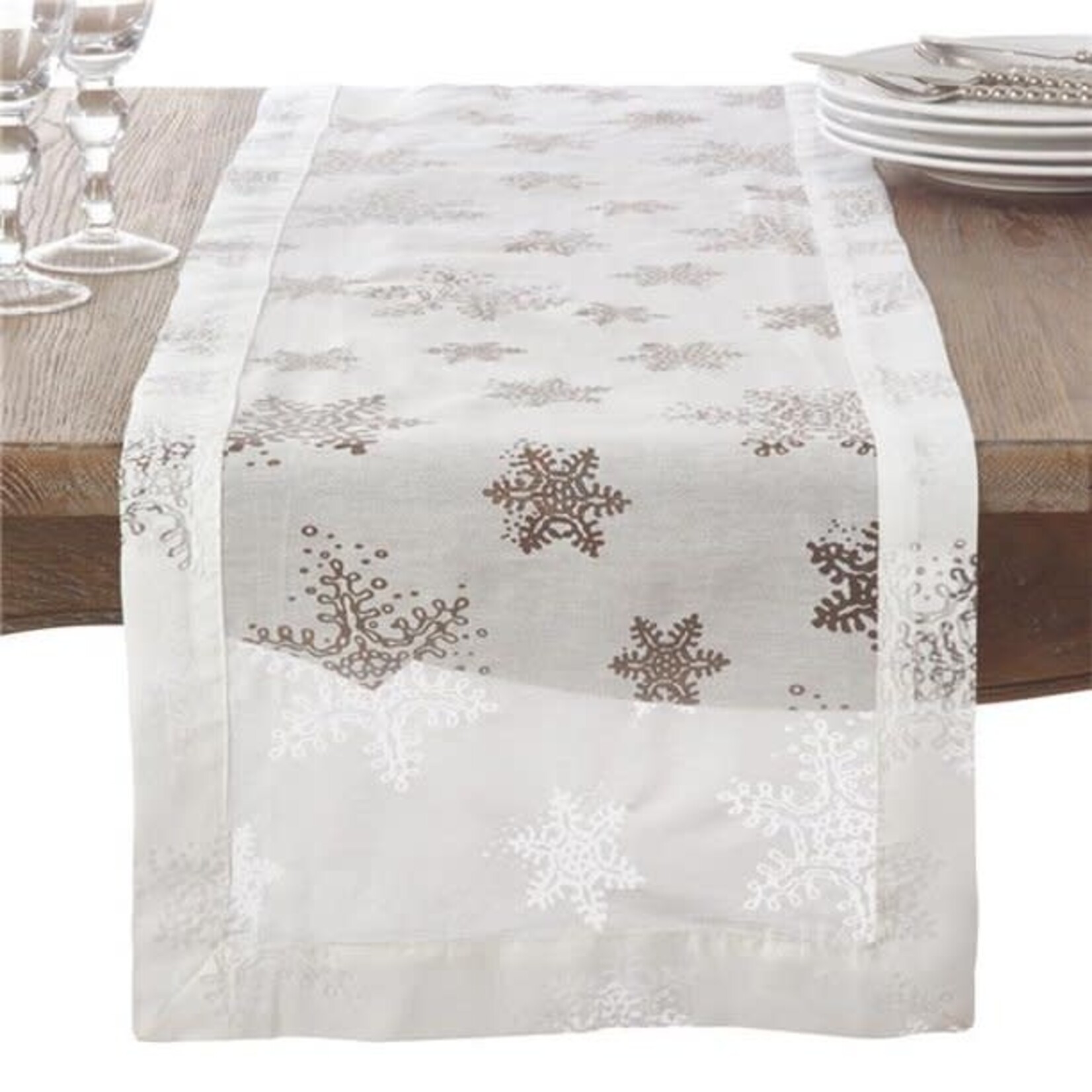 Saro Trading Company Burnout Snowflake Design Tablecloth Runner