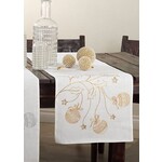 Saro Trading Company Boules de Noel White & Gold Ornament Table Runner