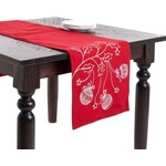 Saro Trading Company Boules de Noel Red & White Ornament Table Runner