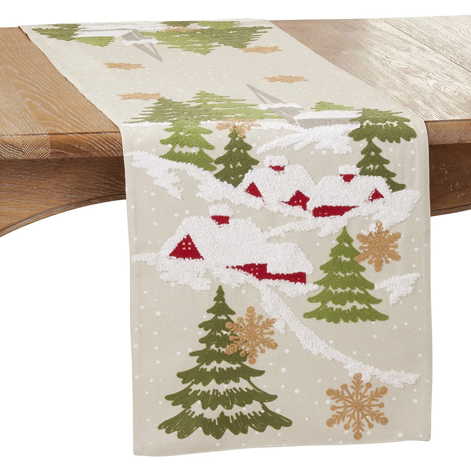 Saro Trading Company Christmas Tree & Mountain Table Runner