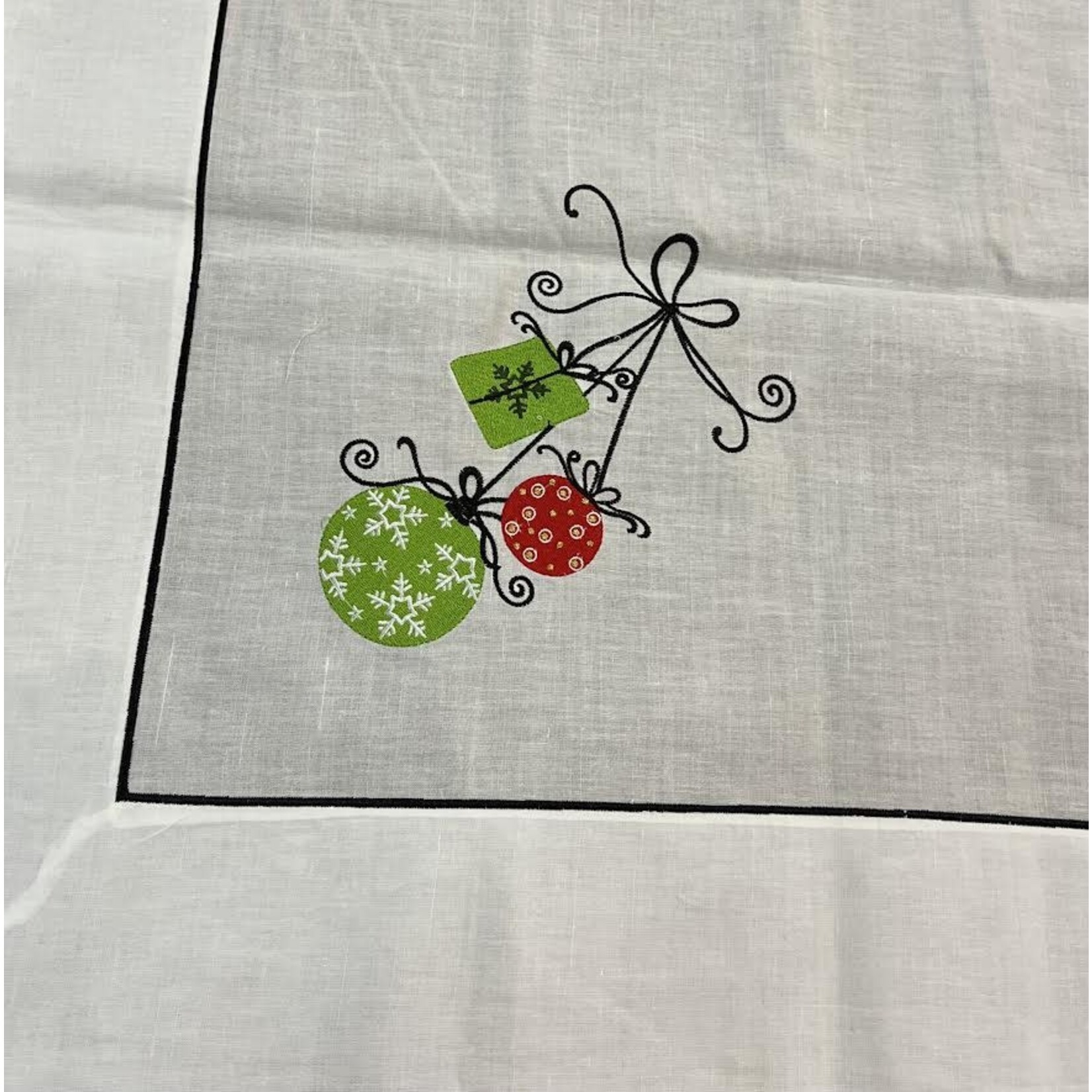 Saro Trading Company French Christmas Embroidered Tablecloth Topper