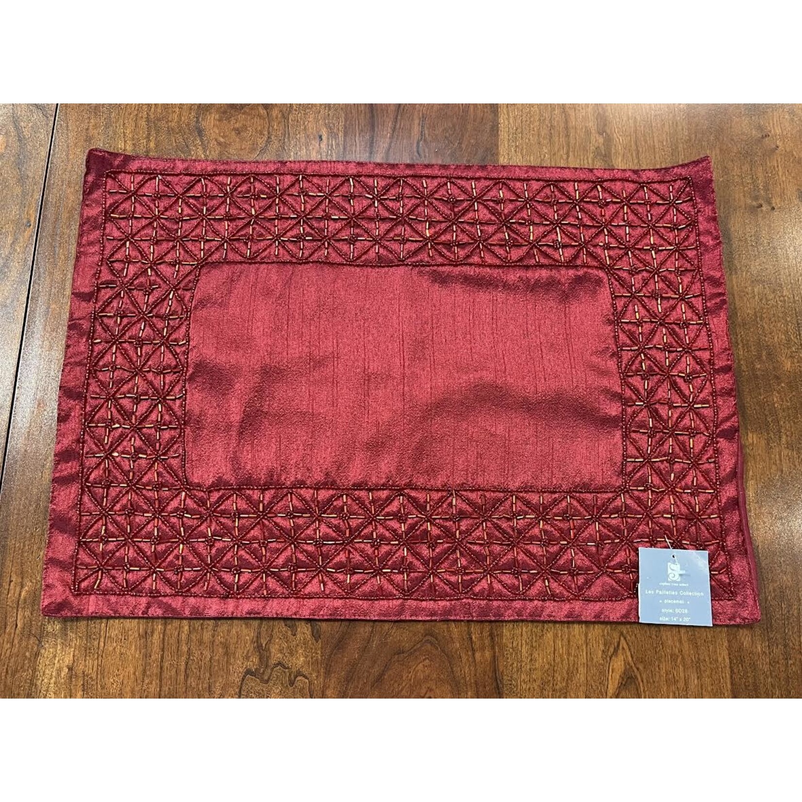 Saro Trading Company Beaded Burgundy Placemat
