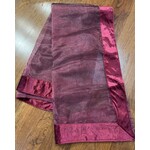 Saro Trading Company Sheer Wine Red Tablecloth Topper with Velvet Trim