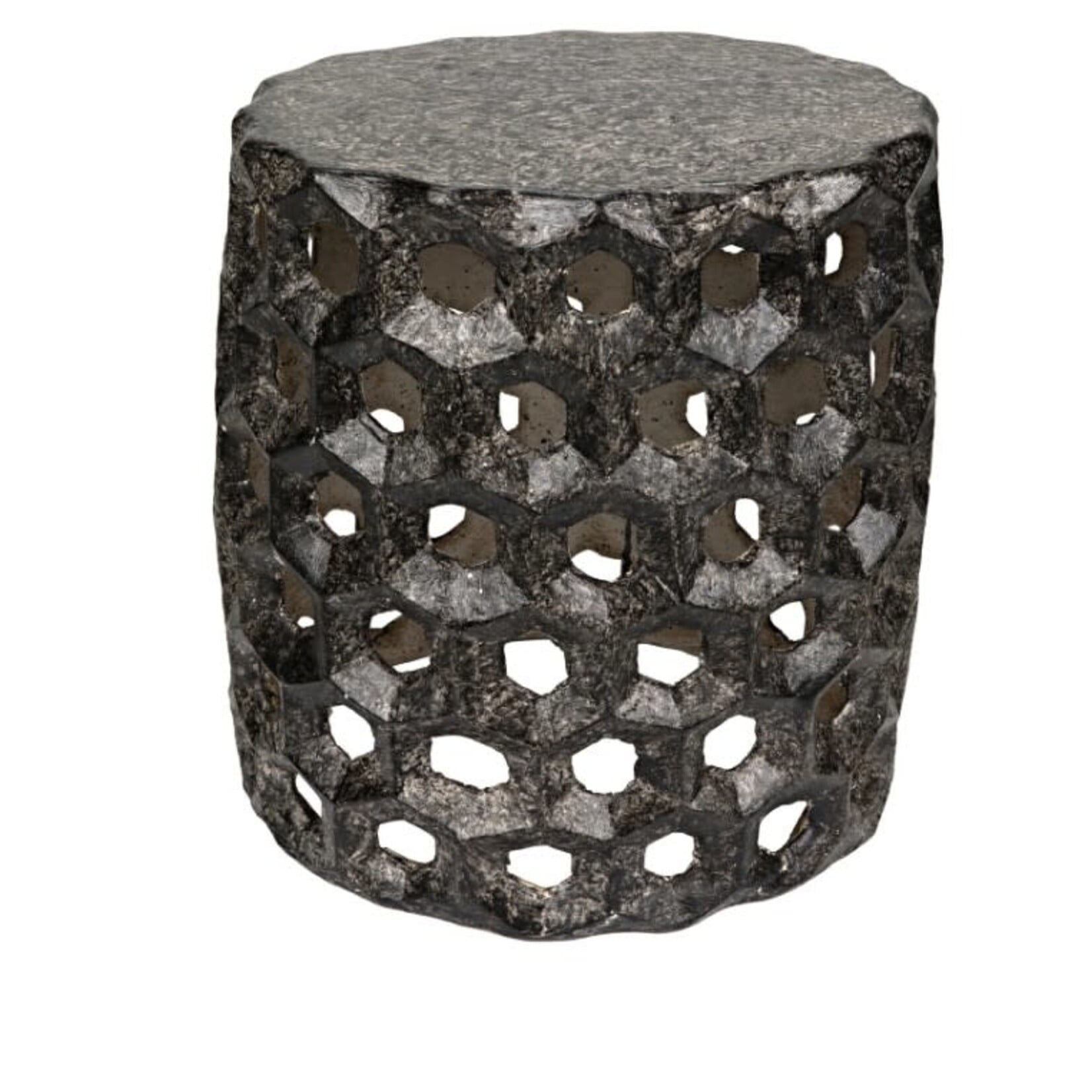Noir Joan Handcrafted Black Fiber Cement Stool