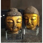 Two's Company Stone Buddha Head on Glass Stand