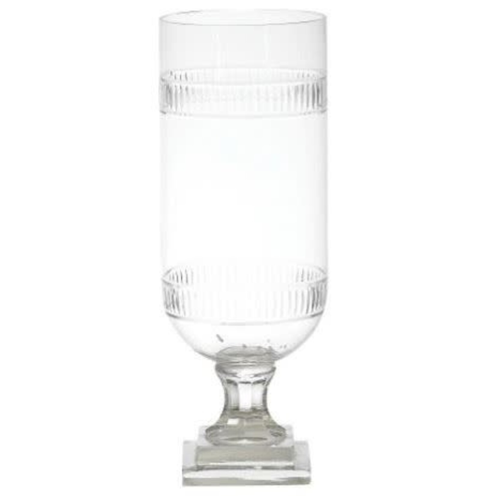 A Sanoma Tiffany Cut Glass Hurricane Lamp Lantern Candle Holder Vase Large