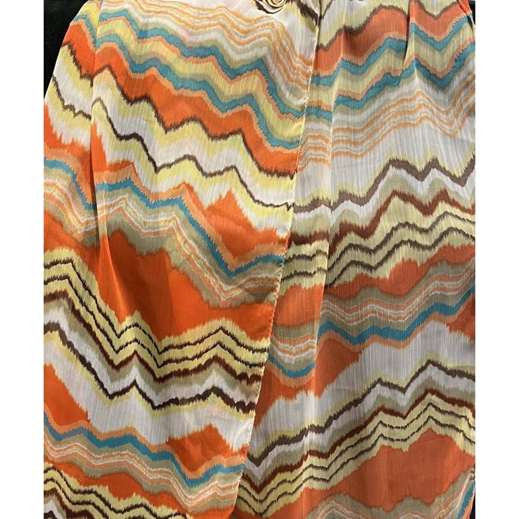 2CHIC Ikat Orange, Yellow & White Printed Scarf