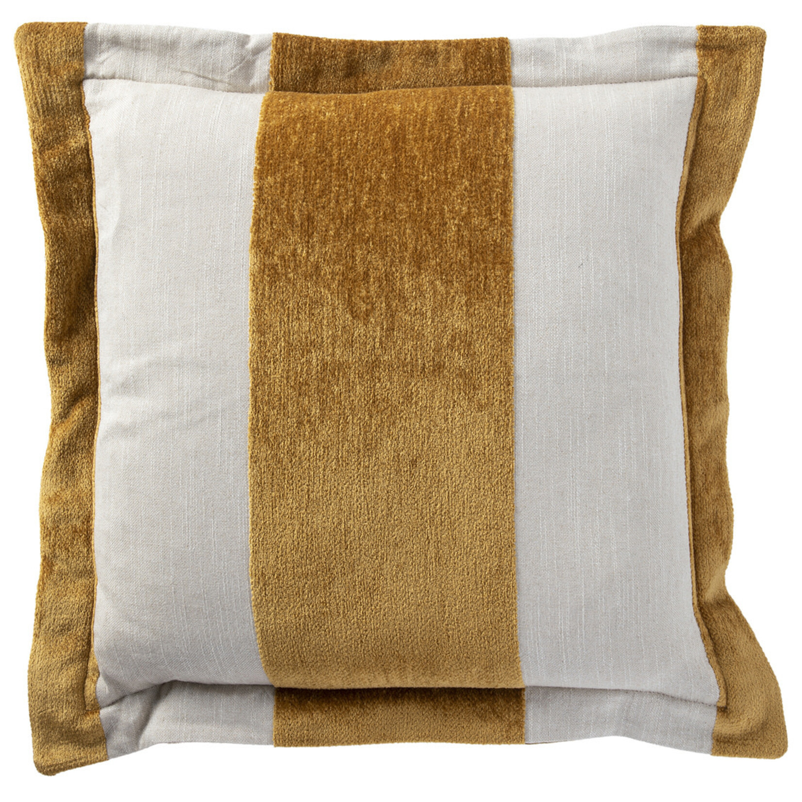 Gabby Wide Stripe Chenille Mustard 22x22 Feather Pillow