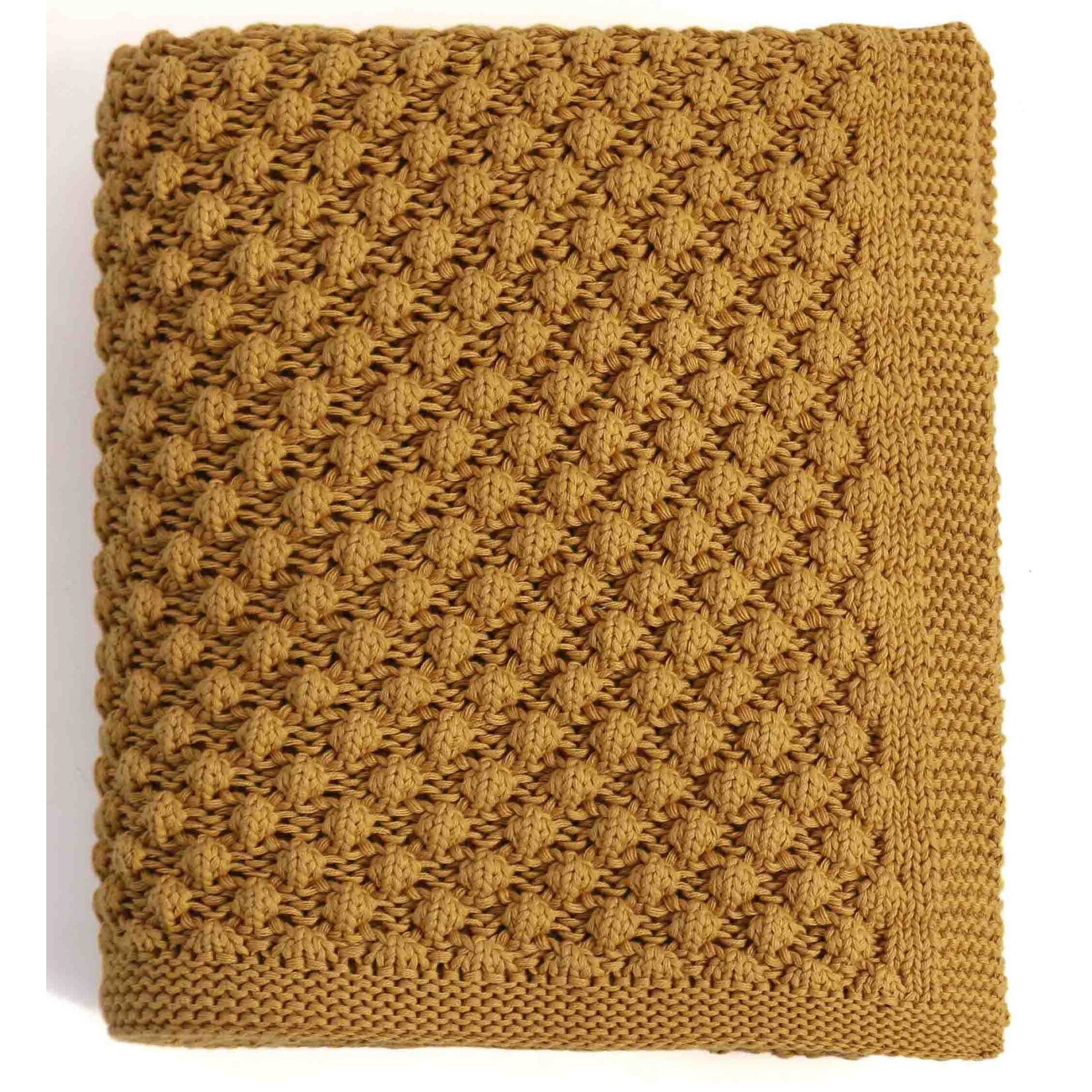 Darzzi LLC Popcorn Honeycomb Throw Blanket Mustard