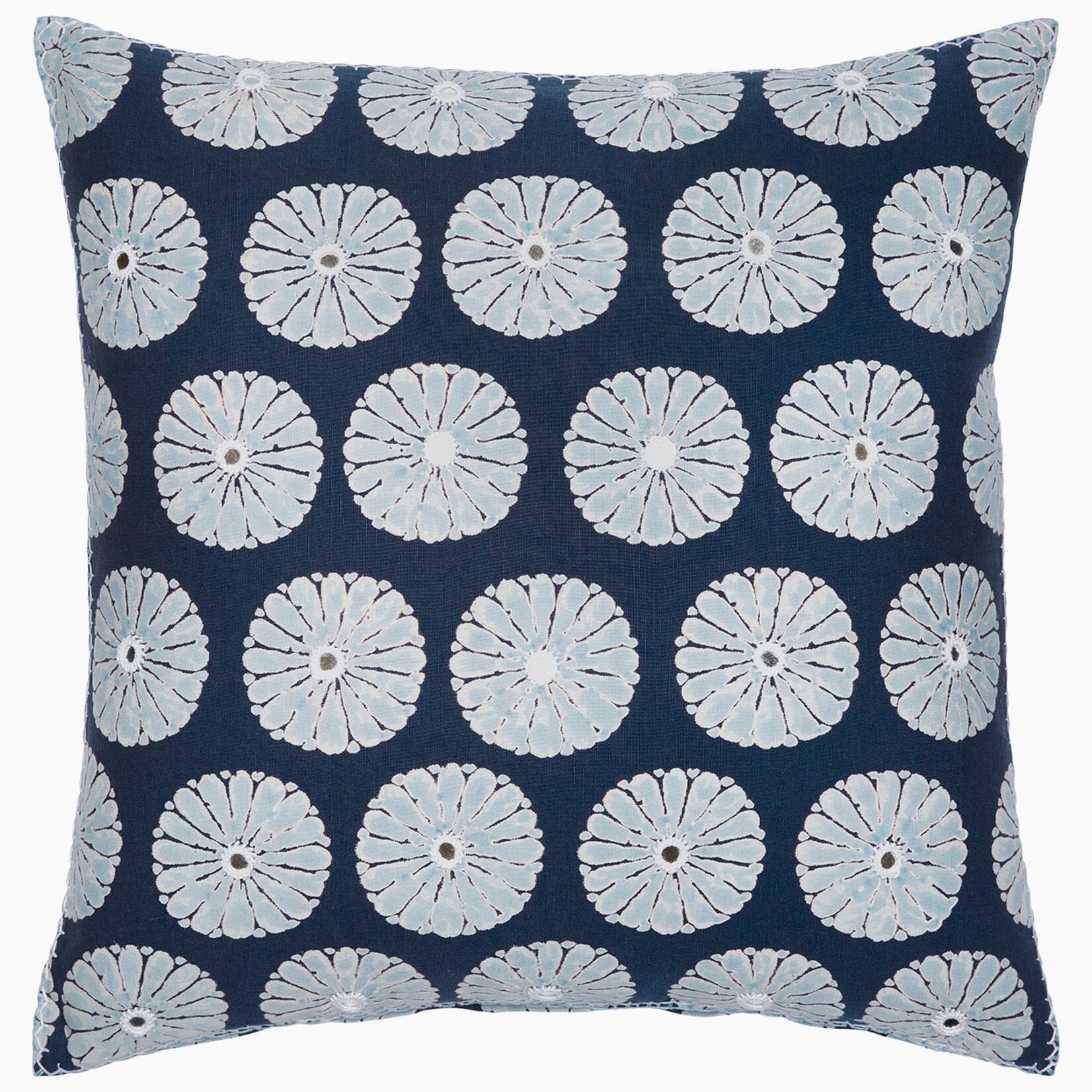 John Robshaw Textiles Aleesa Indigo Lotus Decorative Pillow 22x22