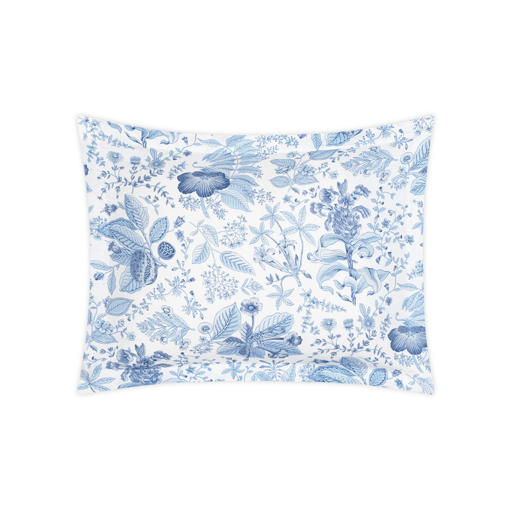 Matouk Pomegranate Linen Quilted Boudoir Sham Flange Porcelain Blue
