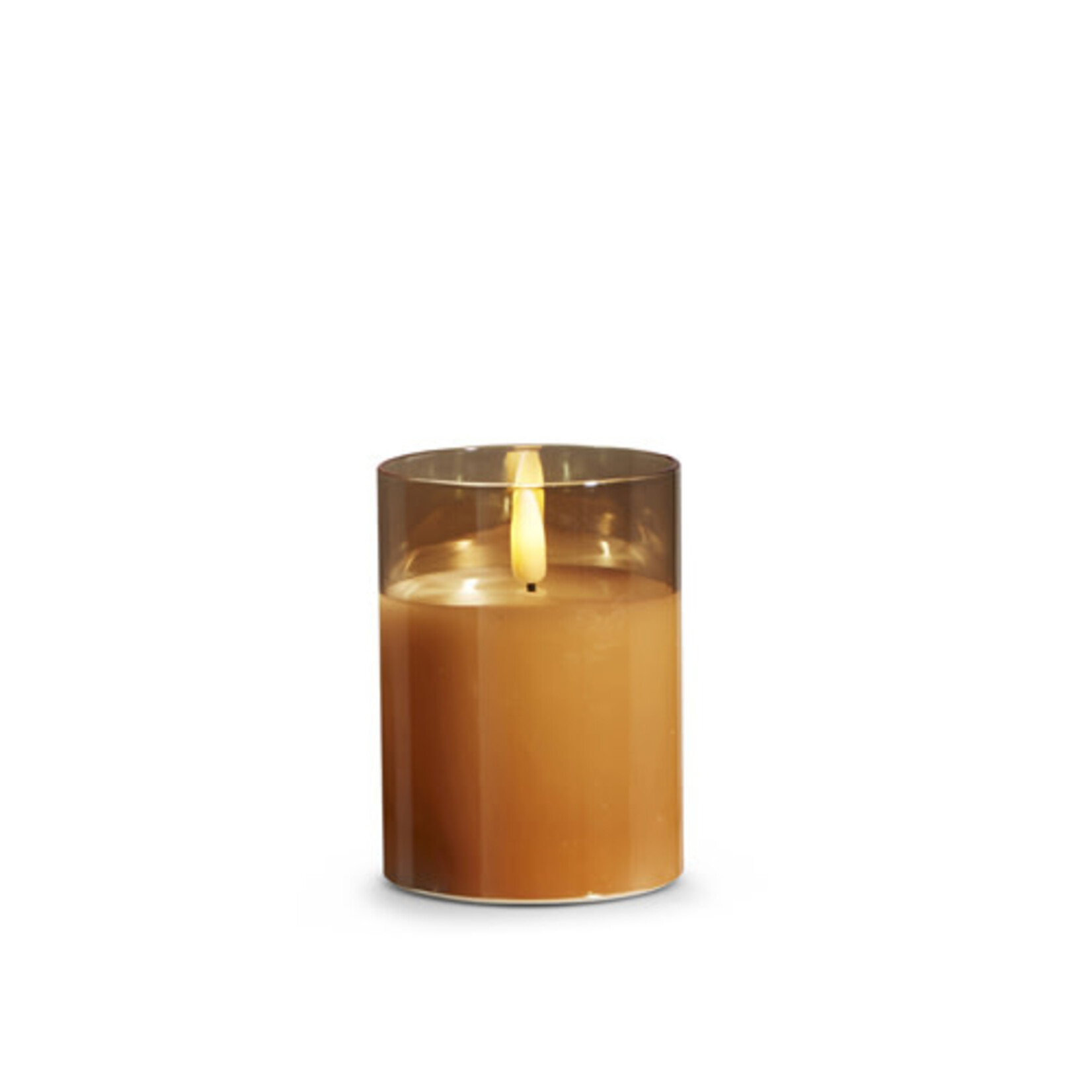 RAZ Imports Gold Glass Ivory Pillar Flameless Candle 3x4