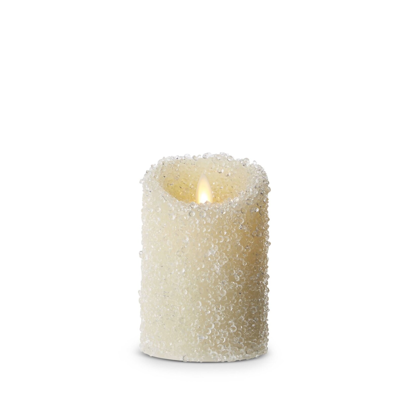 RAZ Imports Moving Frameless White Iced Pillar Candle 3x5