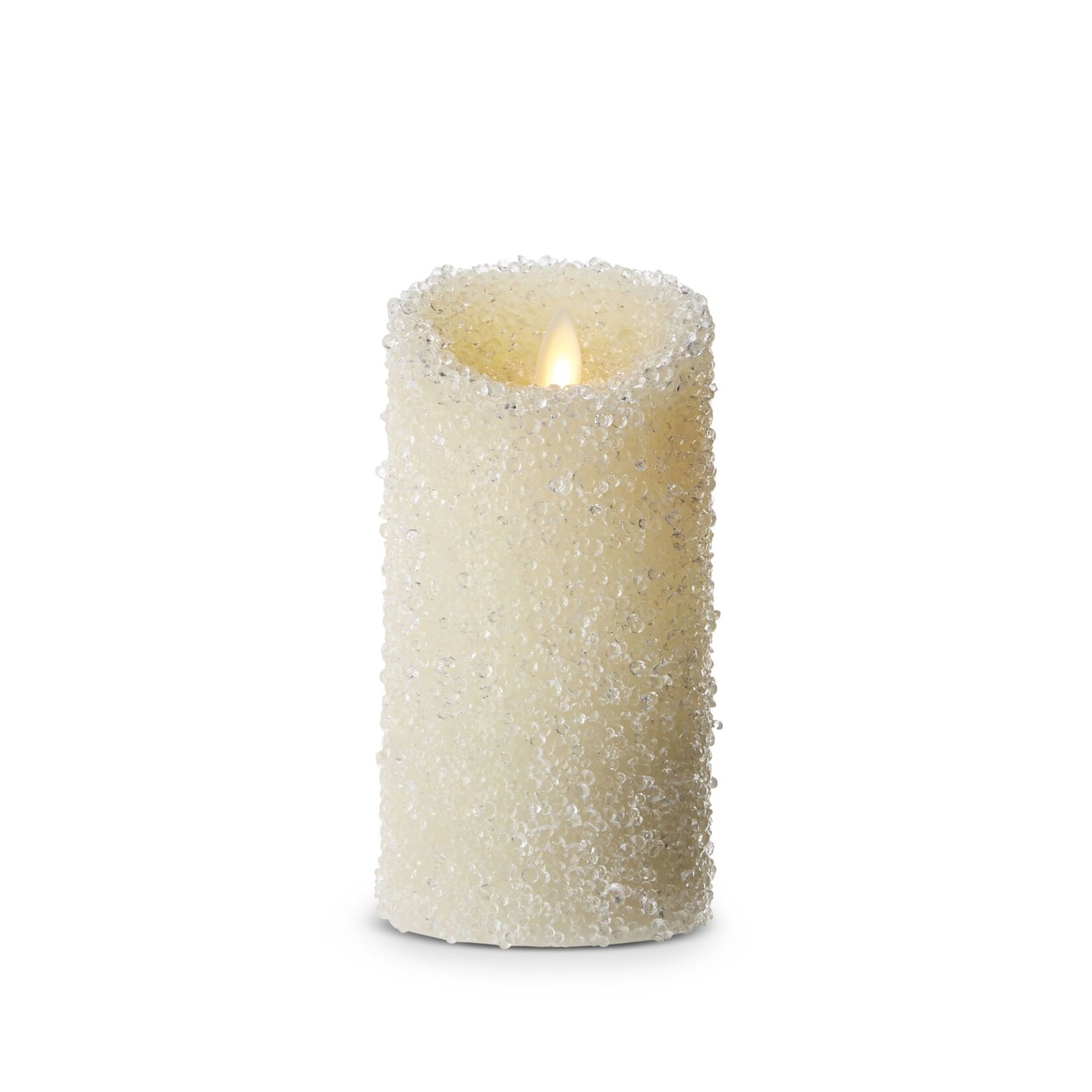 RAZ Imports Moving Flameless White Iced Pillar Candle 3x6