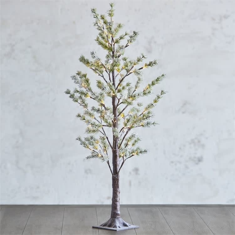 Lighted Snowy Pine Tree 4'