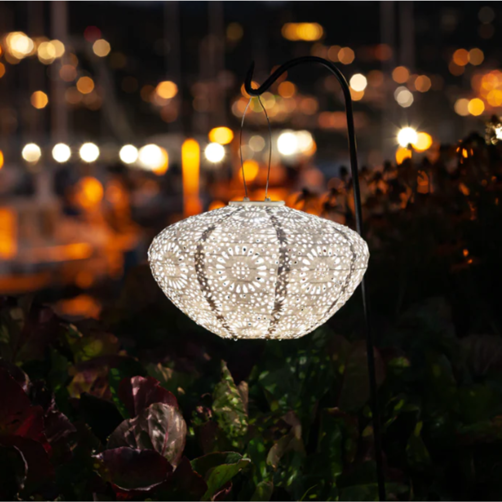 Allsop Home Garden Soji Stella  Crown Chantilly Lace 13" Solar Lantern