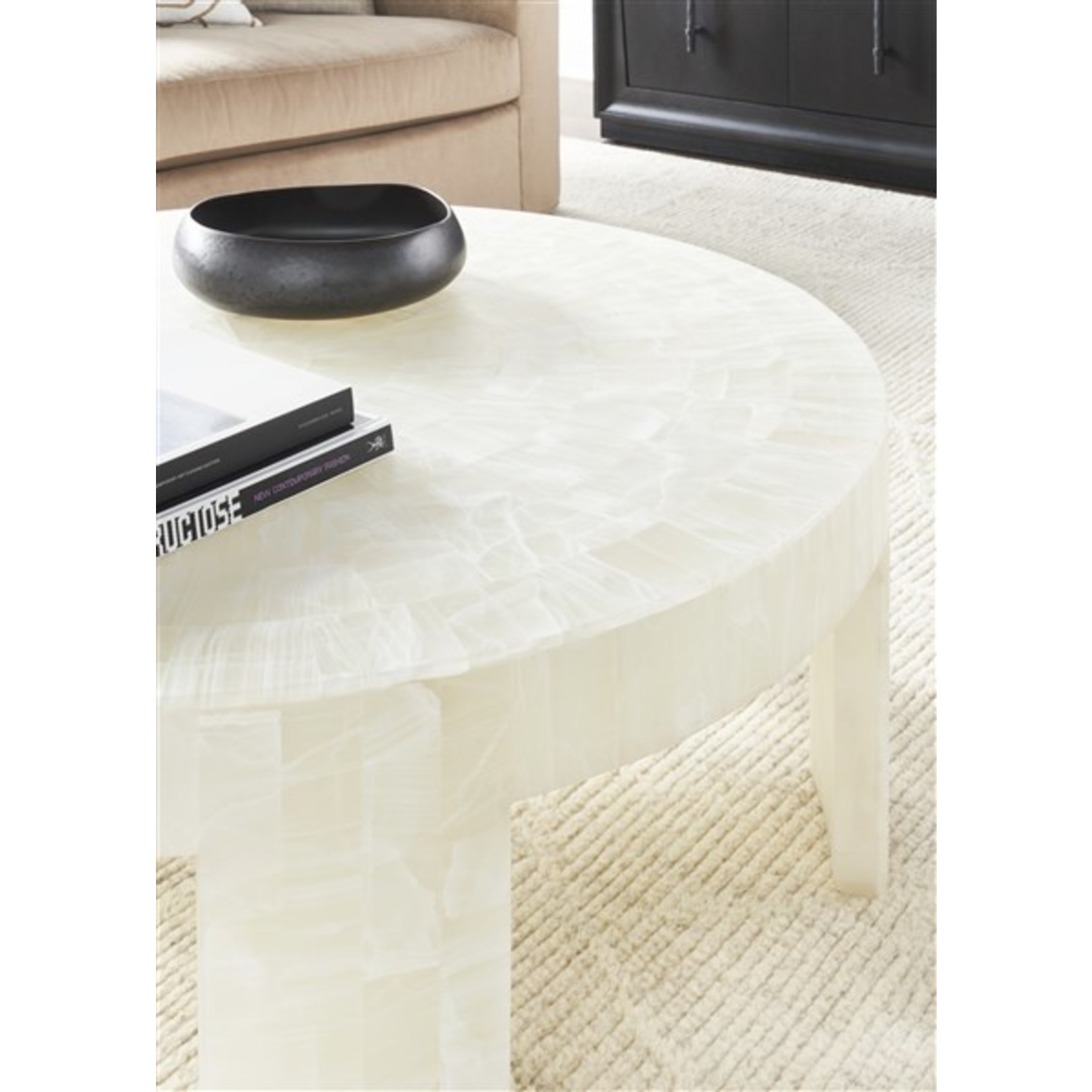 Vanguard Furniture Meridian Round Cocktail Table in Bricked Cloud Onyx