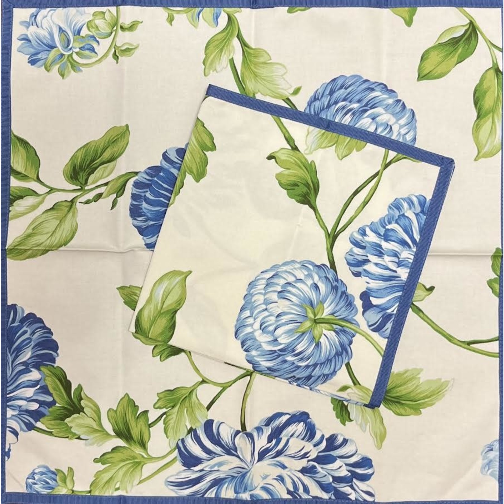 Karen Lee Ballard Sapphire Floral Ribbon Linen Napkin