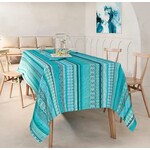 Garnier Thiebaut Mille Veracruz Aqua Blue & Green Cotton Tablecloth