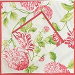 Karen Lee Ballard Raspberry Floral Ribbon Linen Napkin